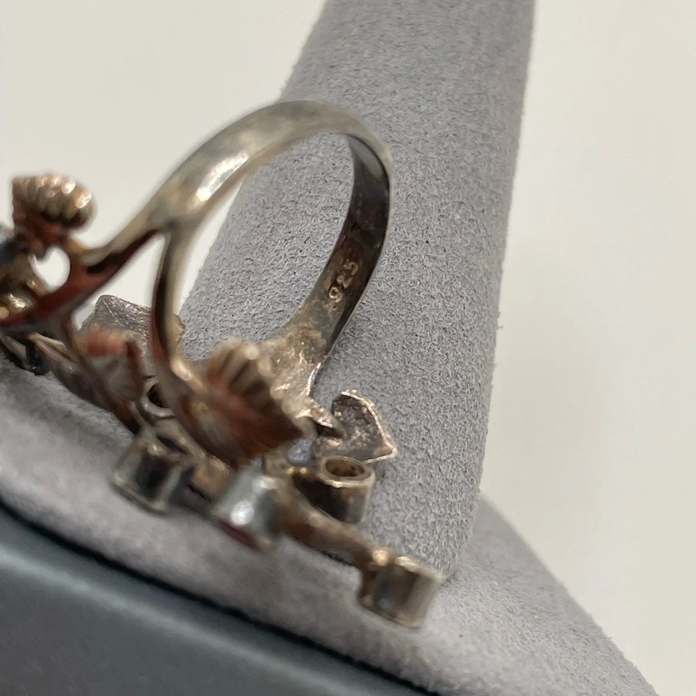Garnet Forest 925 Silver-Plated Cocktail Ring Size 7.25 - Picture 9 of 11